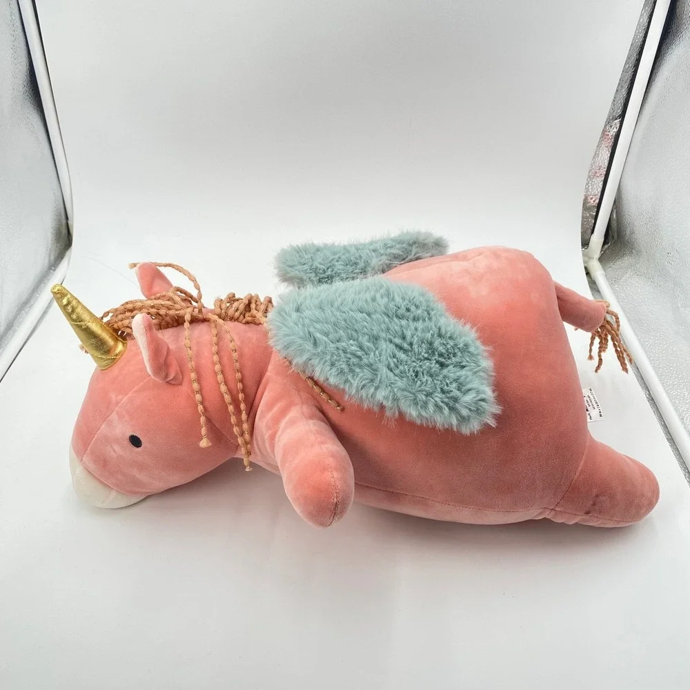 Pillowfort Weighted Plush Pegasus Unicorn Pink Teal Gold Target Throw Pillow 17
